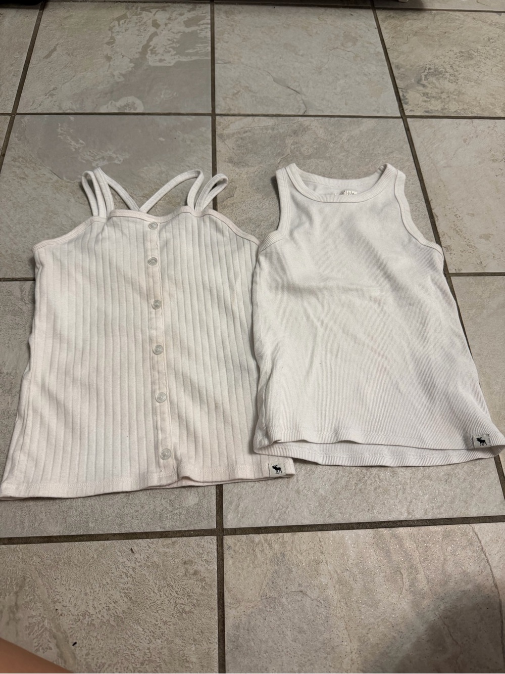 Girls' White Ribbed Tank & Button Cami Set